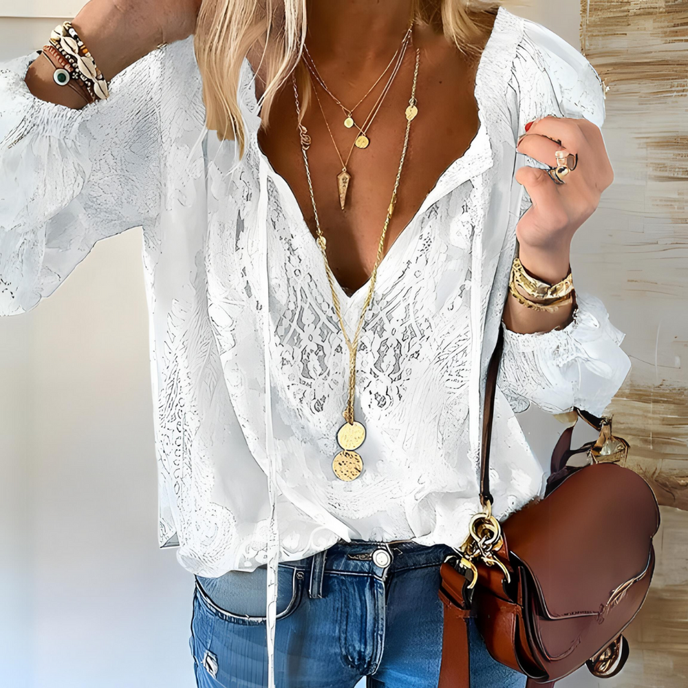 Arabella | Women's Elegant Boho V-Neck Blouse Casual Top