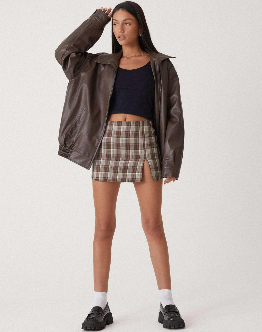 Chiara | Women's Oversized Leather Bomber Zip Jacket Outerwear