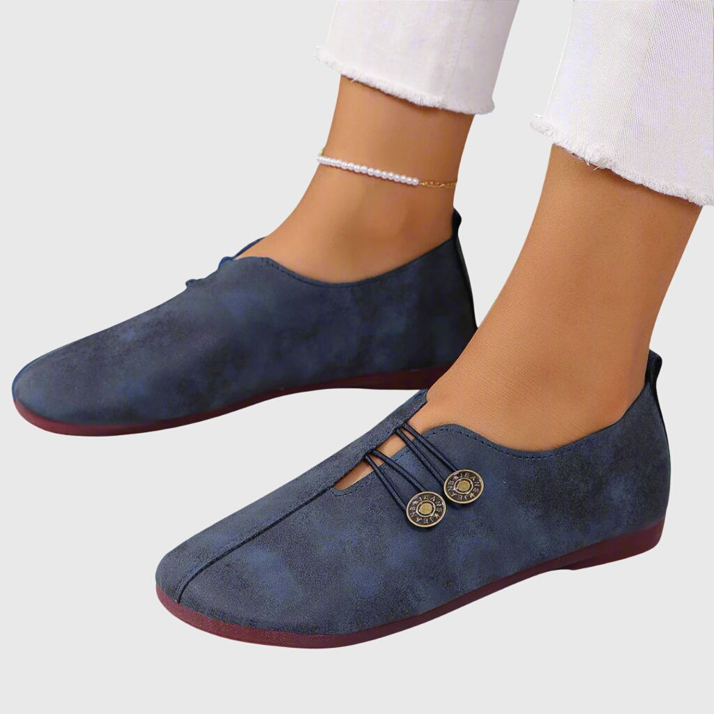 Evelyn | Women's Casual Slip-On Button Flats