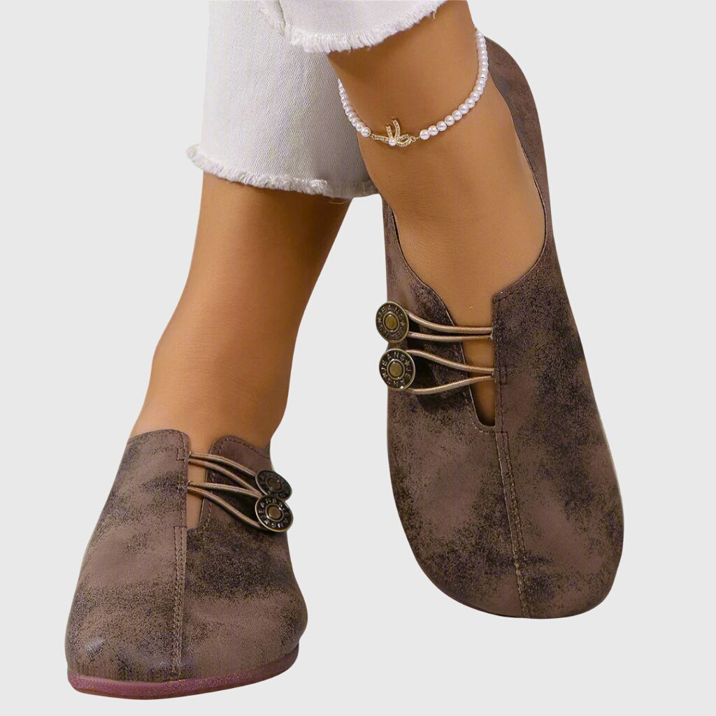 Evelyn | Women's Casual Slip-On Button Flats