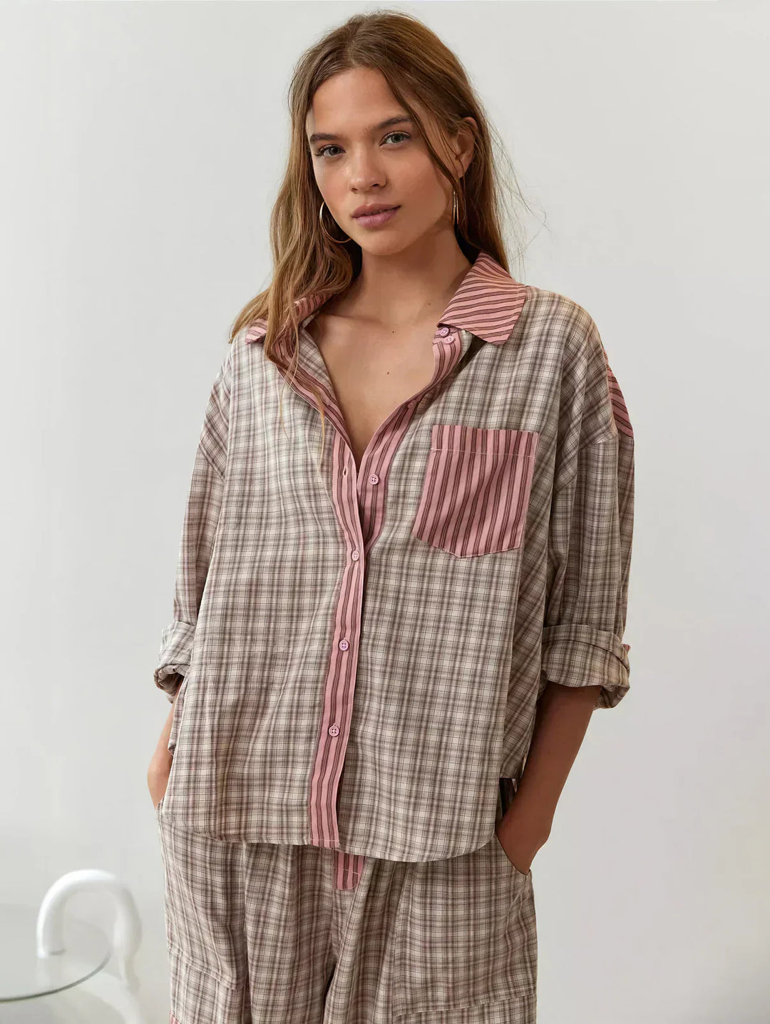 Fiamma | Women's Plaid Two Piece Set Spring Casual Everyday