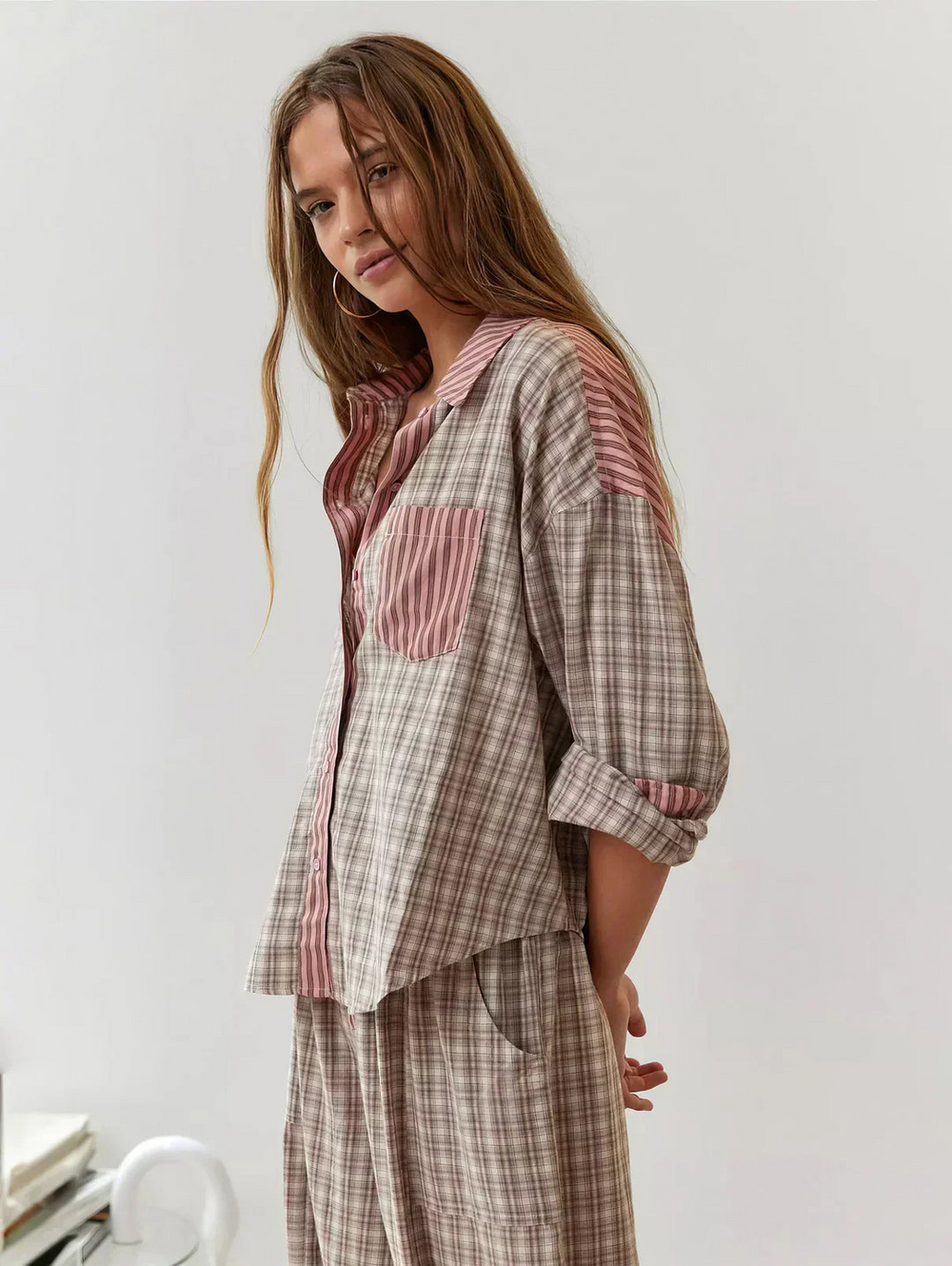 Fiamma | Women's Plaid Two Piece Set Spring Casual Everyday
