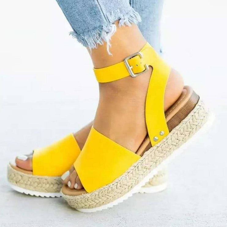 Lauren | Women's Buckle Ankle Strap Flatform Sandals