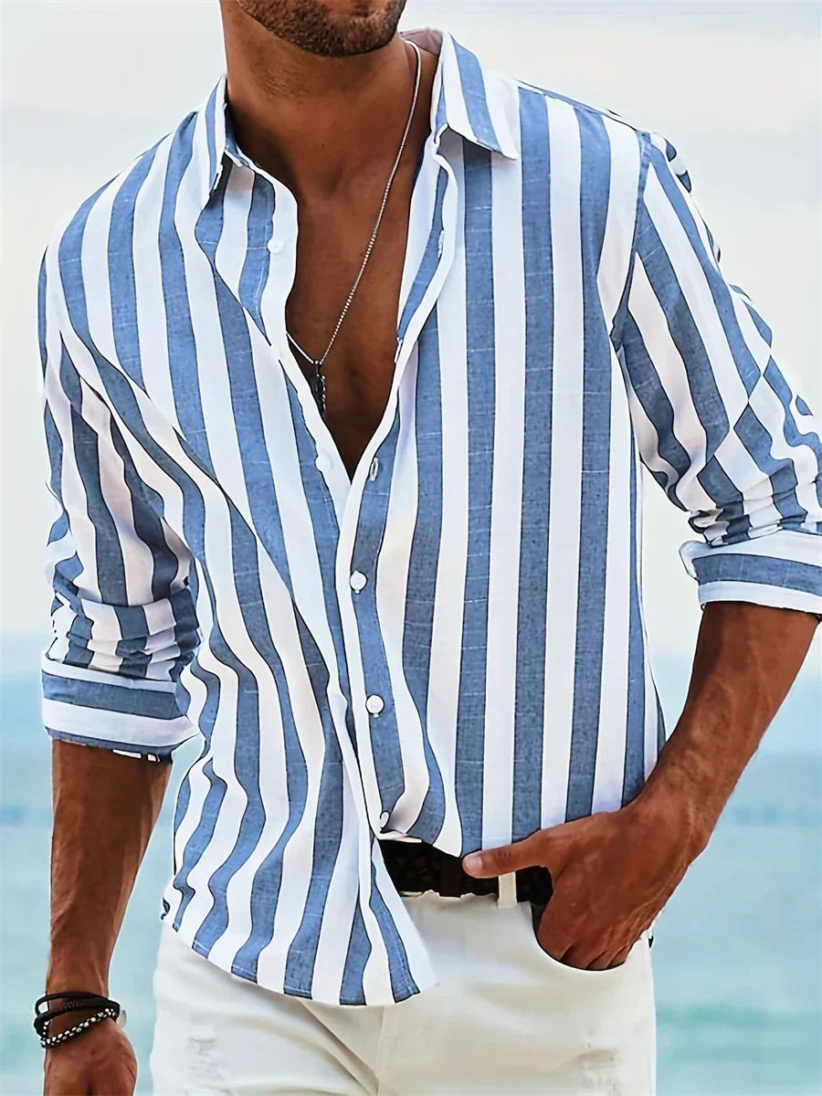 Luca | Men's Striped Button Down Casual Shirt Summer Top