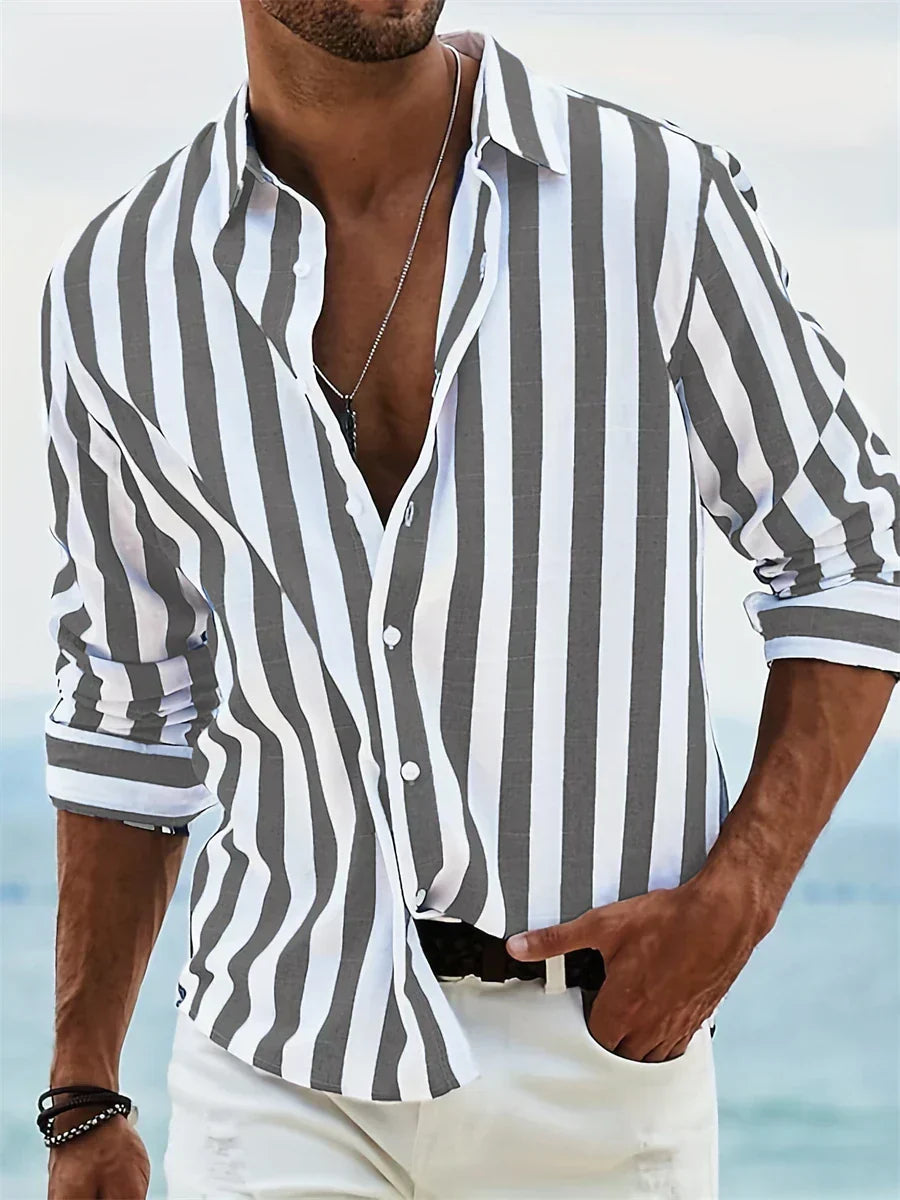 Luca | Men's Striped Button Down Casual Shirt Summer Top