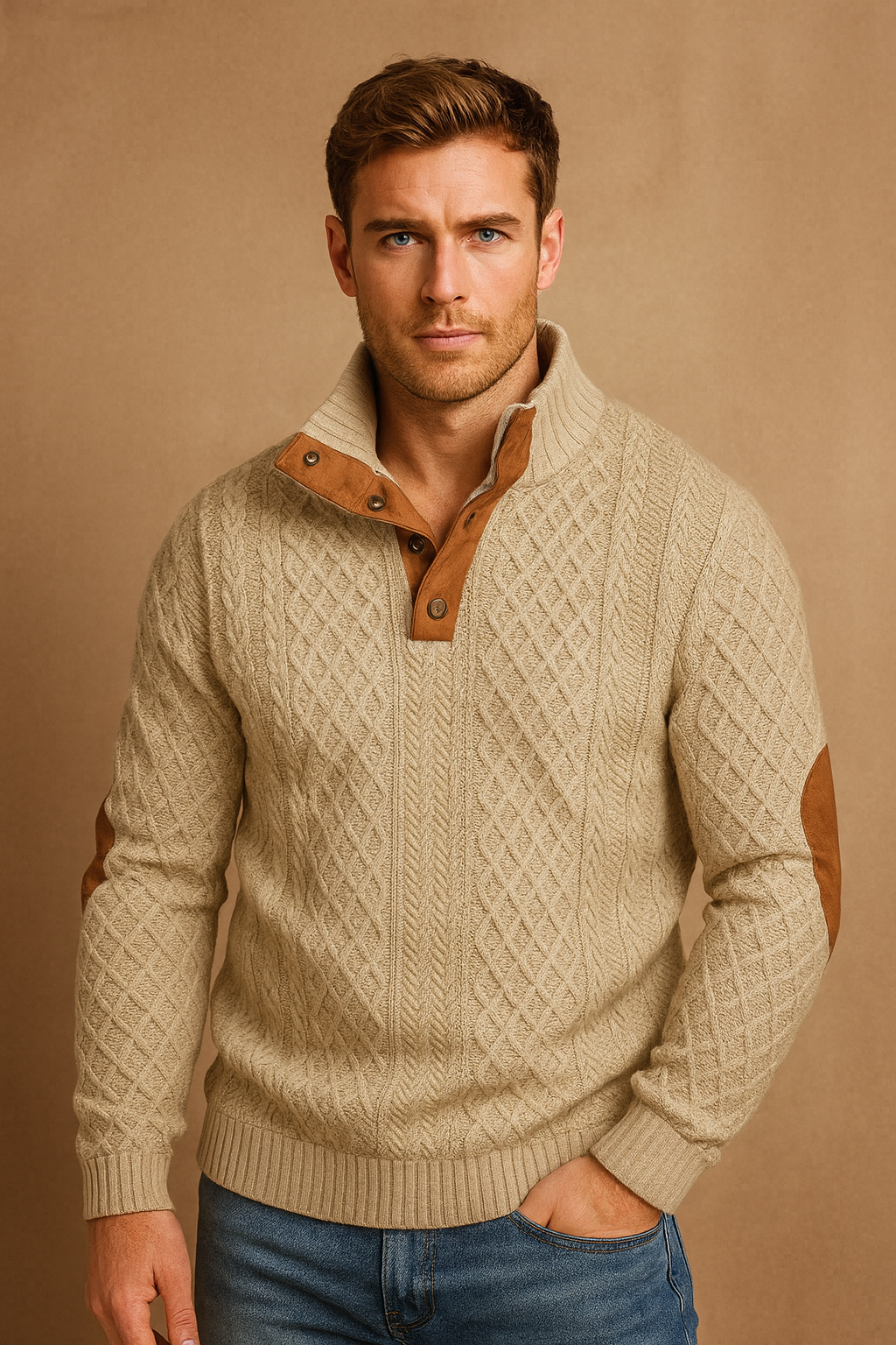 Nick | Men's Button Collar Knit Sweater