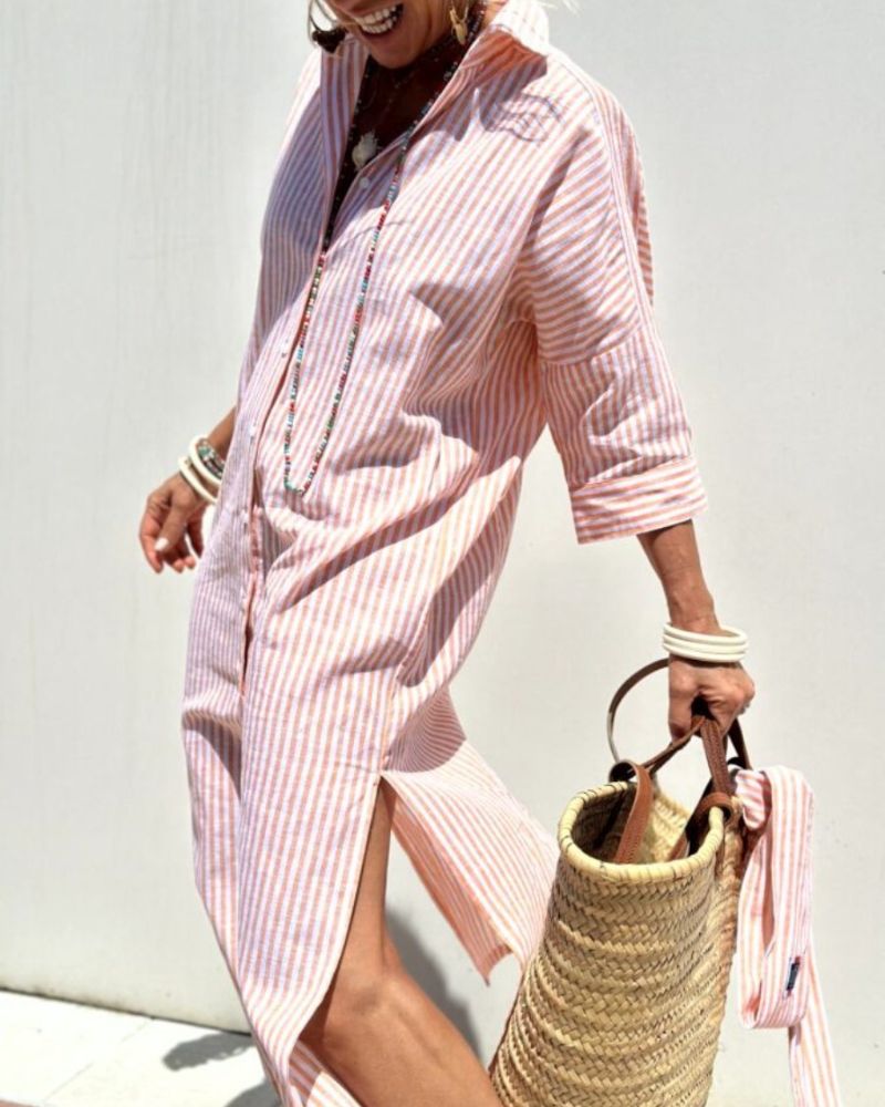 Olivia | Women's Striped Summer Shirt Dress