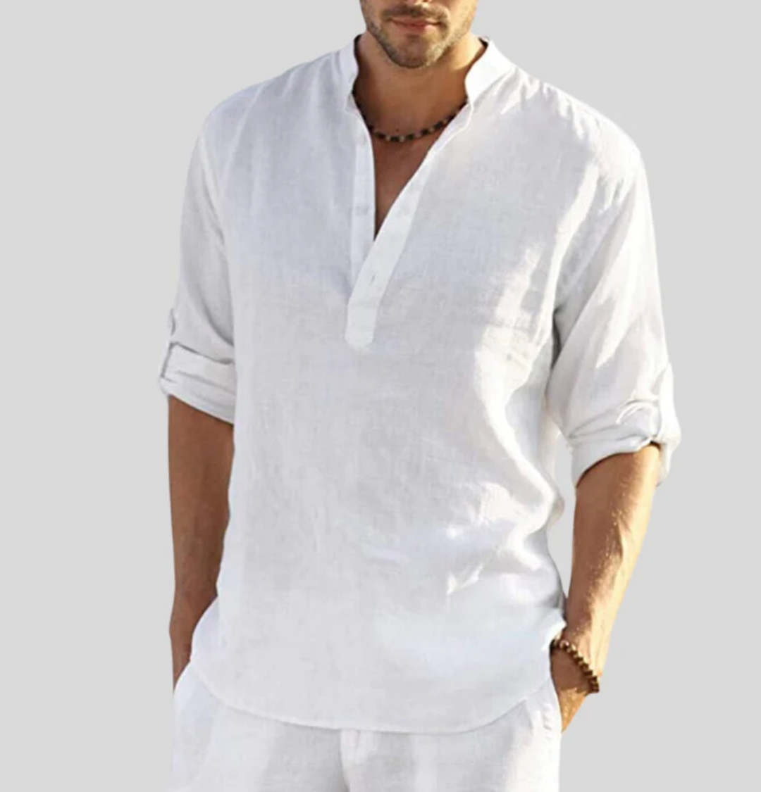 Silvio | Men's Casual Button Placket Long Sleeve Shirt Summer Top
