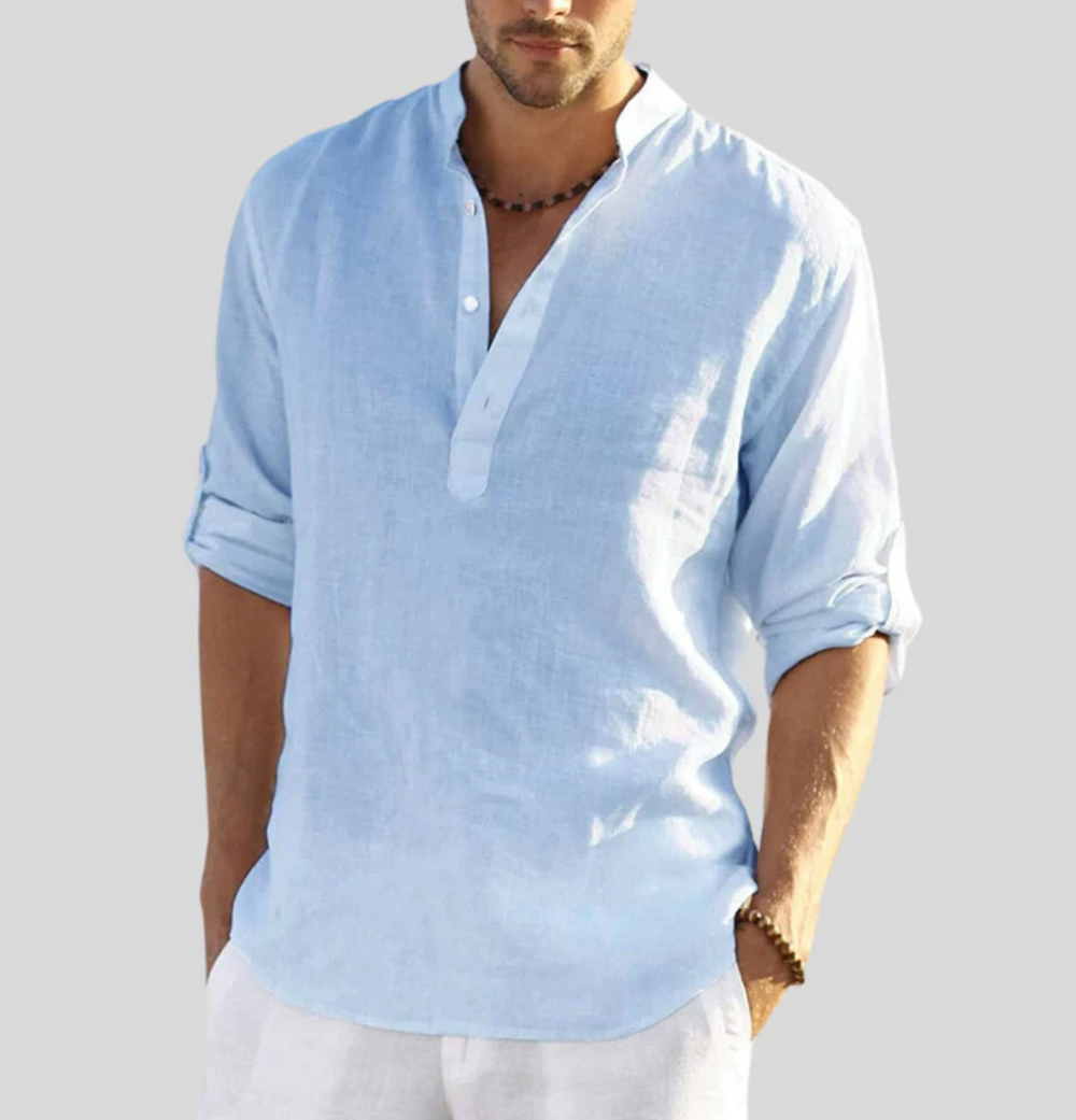 Silvio | Men's Casual Button Placket Long Sleeve Shirt Summer Top