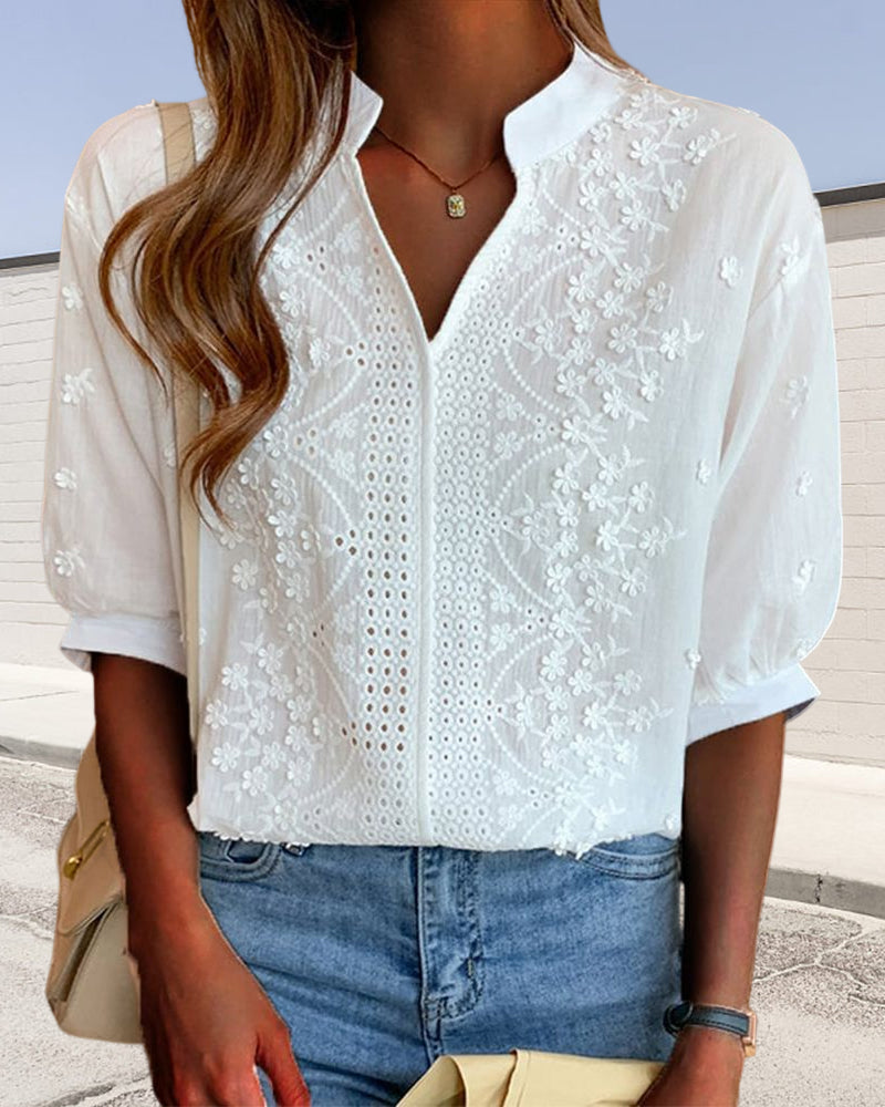 Sofia | Women's V-Neck Puff Sleeve Blouse Elegant Top