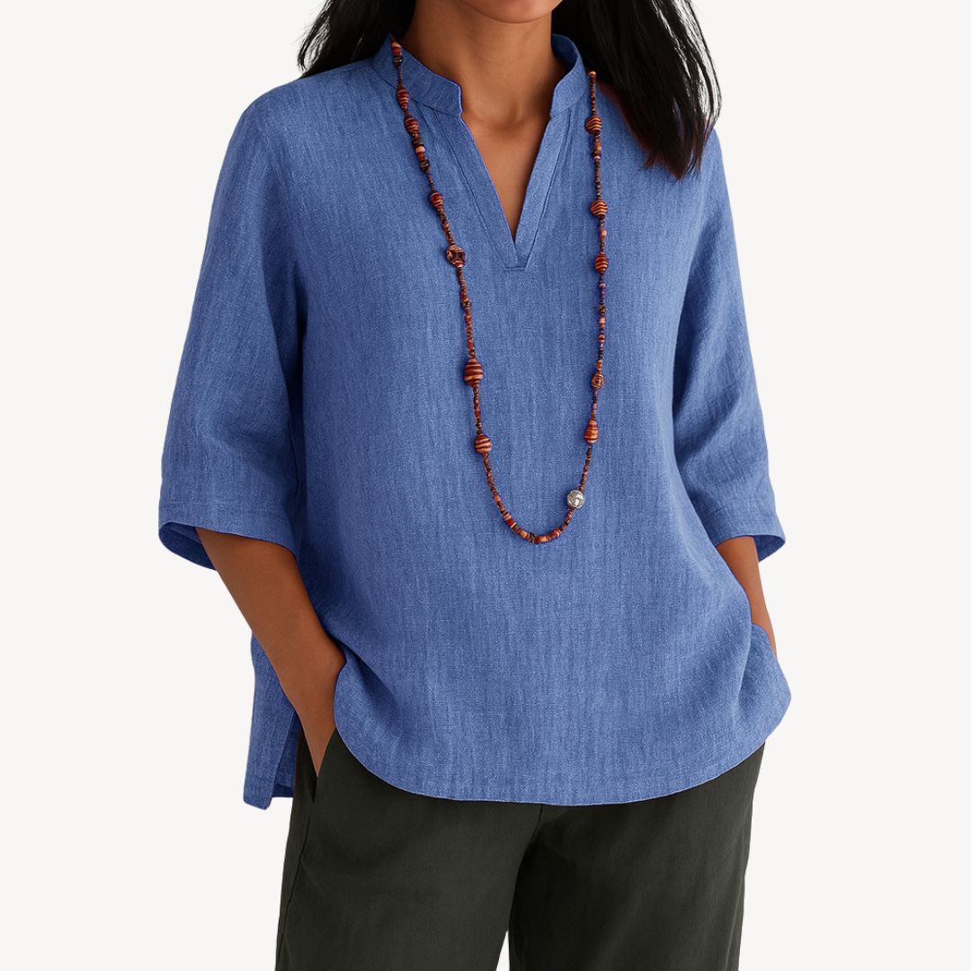 Viola | Women's Casual Linen Tunic Top Relaxed Summer Shirt