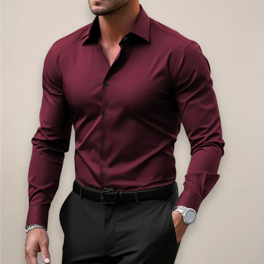 Bastiano | Men's Long Sleeve Smart Casual Shirt Notched Collar Work
